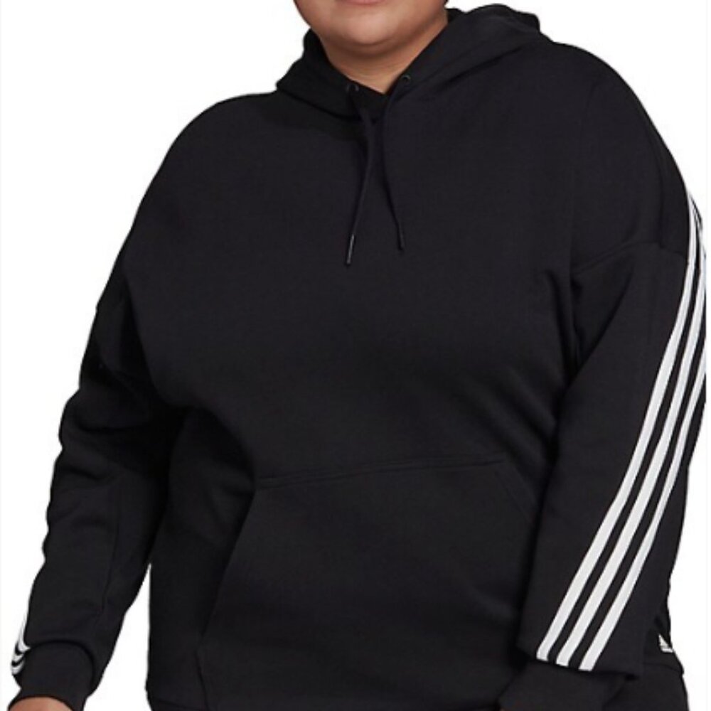 adidas Womens  3 stripe Hooded Sweatshirt - Size 2X